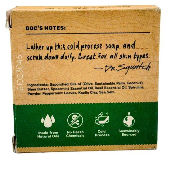 2x Dr. Squatch SPEARMINT BASIL All Natural 5oz Bar Soap for Men with Zero Grit, - Picture 4 of 5